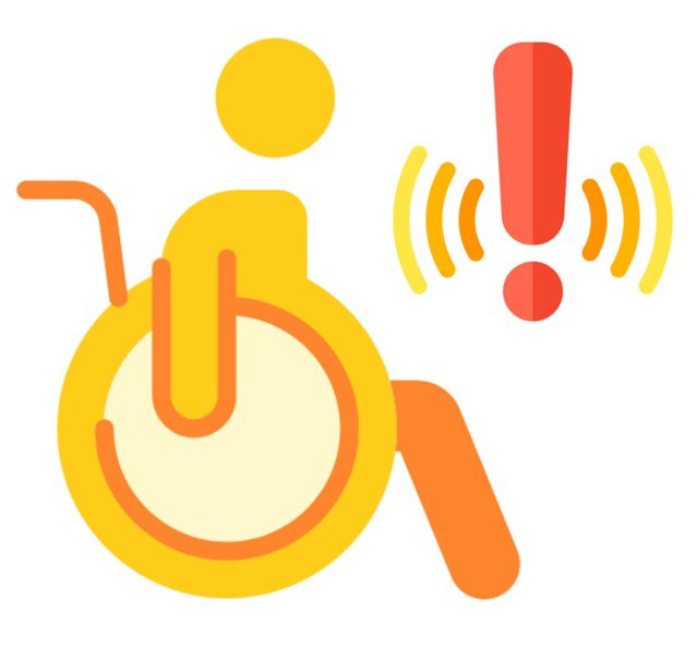 Alerte - Fauteuil roulant Point d'exclation rouge orange